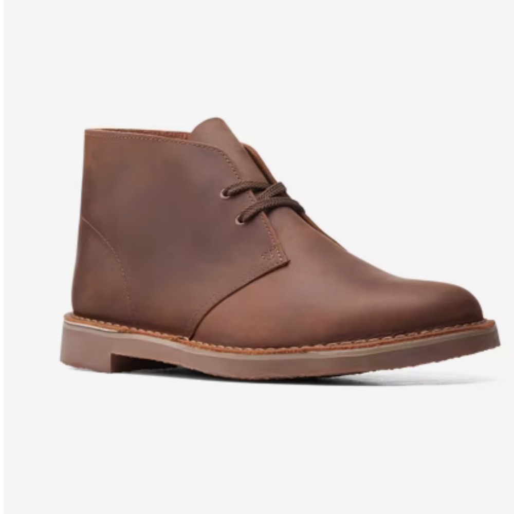 Clarks Bushacre 3 Chukka Boot brown leather casual‑smart rugged minimalist 9.5